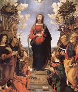 Piero di Cosimo The Immaculada Concepcion and six holy Century XVI I painting